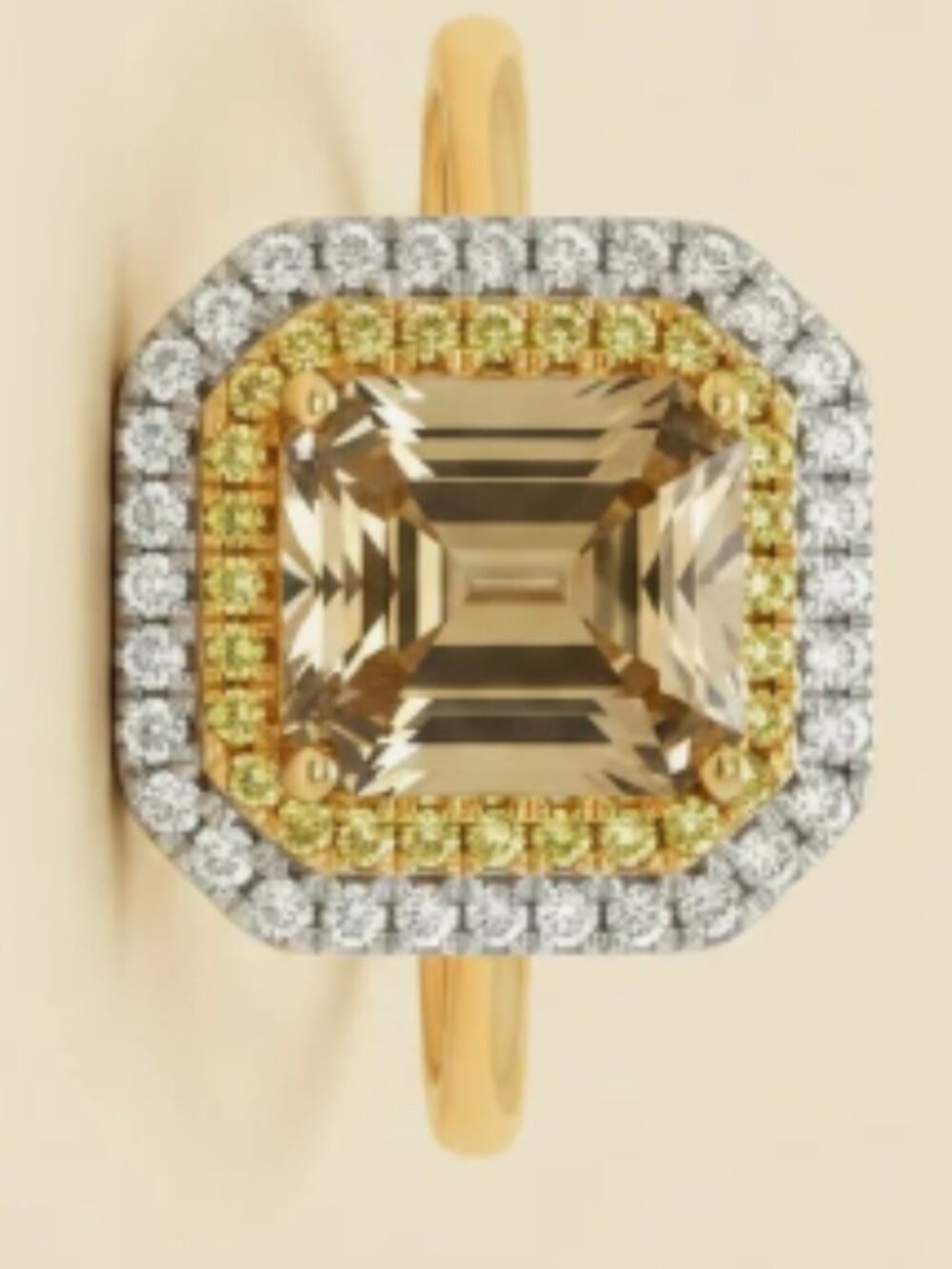 OFFER $1100 TO WIN THIS RINGFancy Diamond Citrine Three Tiered Engagement Ring - Picture 3 of 6